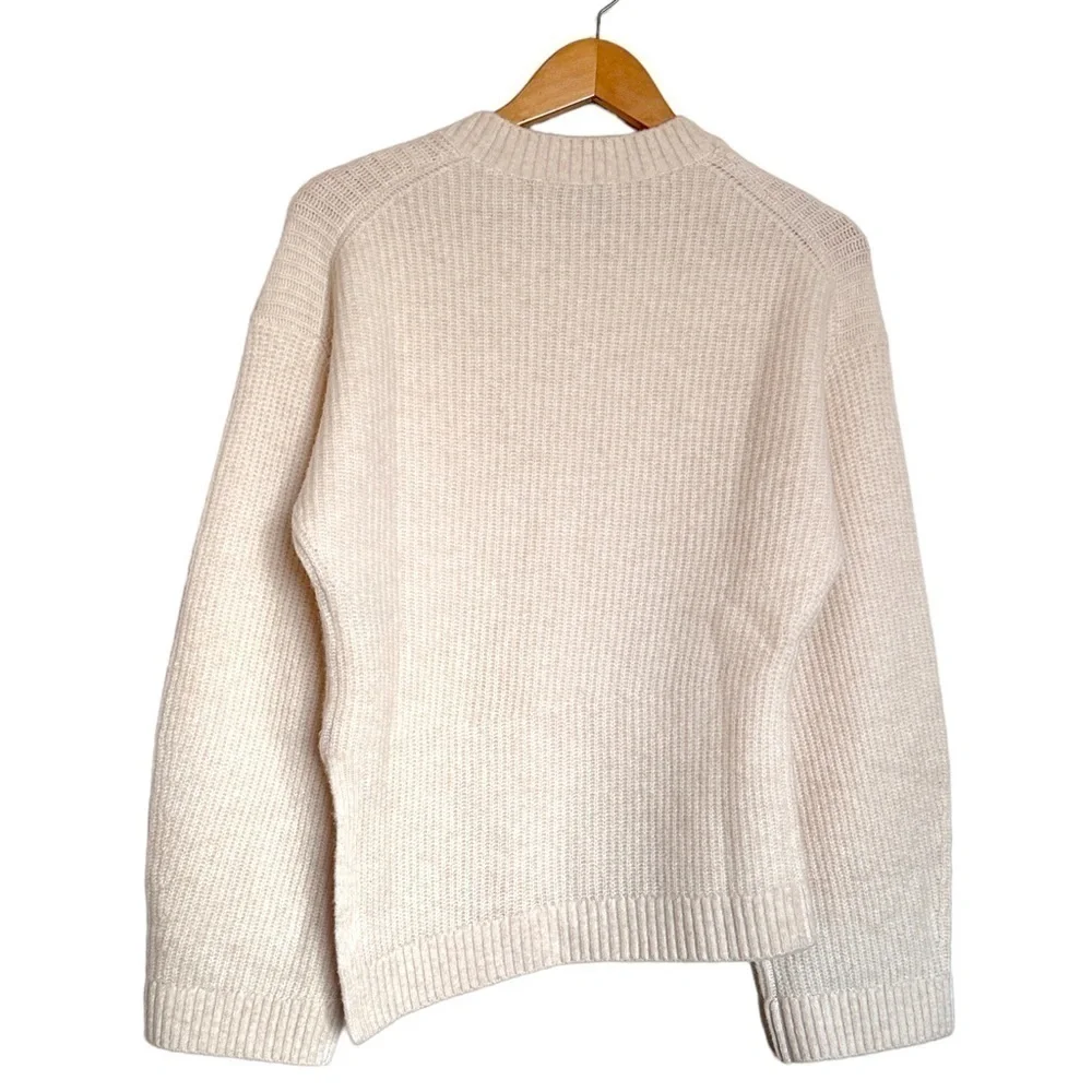 NWOT & Other Stories Asymmetric Hem Ribbed Wool Sweater in Ivory S - Picture 8 of 9